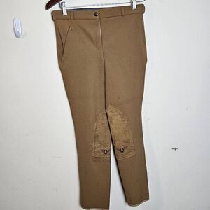 Tuff Rider Knee Patch Equestrian Riding Pants Breeches 28 Low Rise Ribbed Taupe